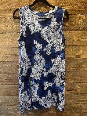 Apt. 9 Navy Dress with White Floral Paisley Print